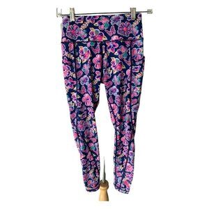 Simply Southern colorful ladies floral athletic leggings Small elastic waist